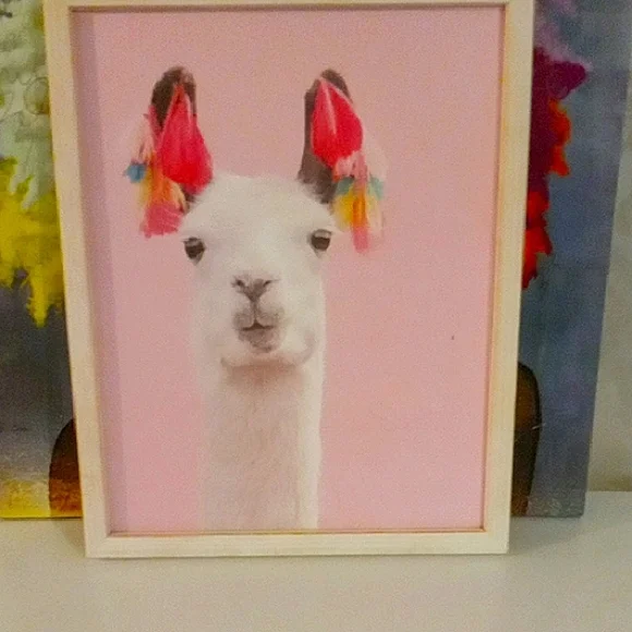 Llama Art Print with Colorful Tassels - Picture 1 of 4